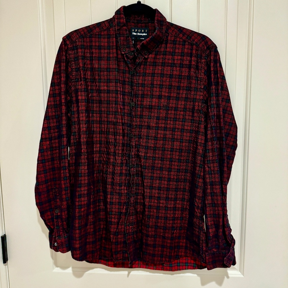 Red and Black corduroy button down shirt